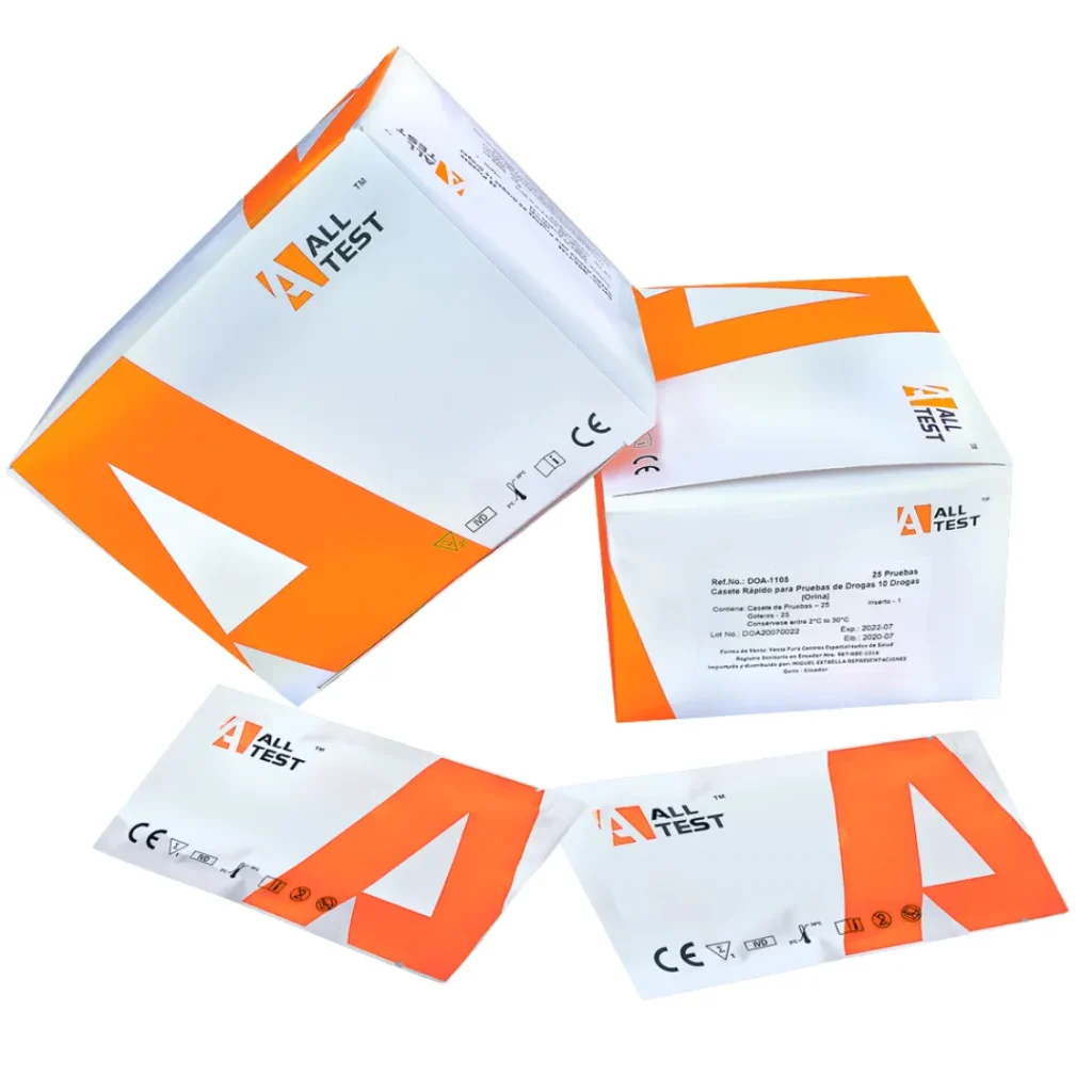 Test rápido orina en cassette de 10 drogas - AllTest productos